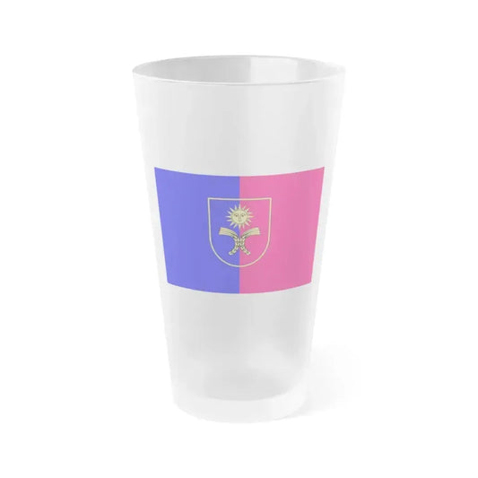 Flag of Khmelnytskyi Oblast Ukraine - Frosted Pint Glass 16oz 16oz Frosted - Go Mug Yourself