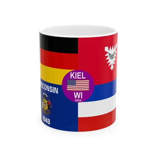 Flag of Kiel Wisconsin (United States) White Coffee Mug 11oz - Go Mug Yourself