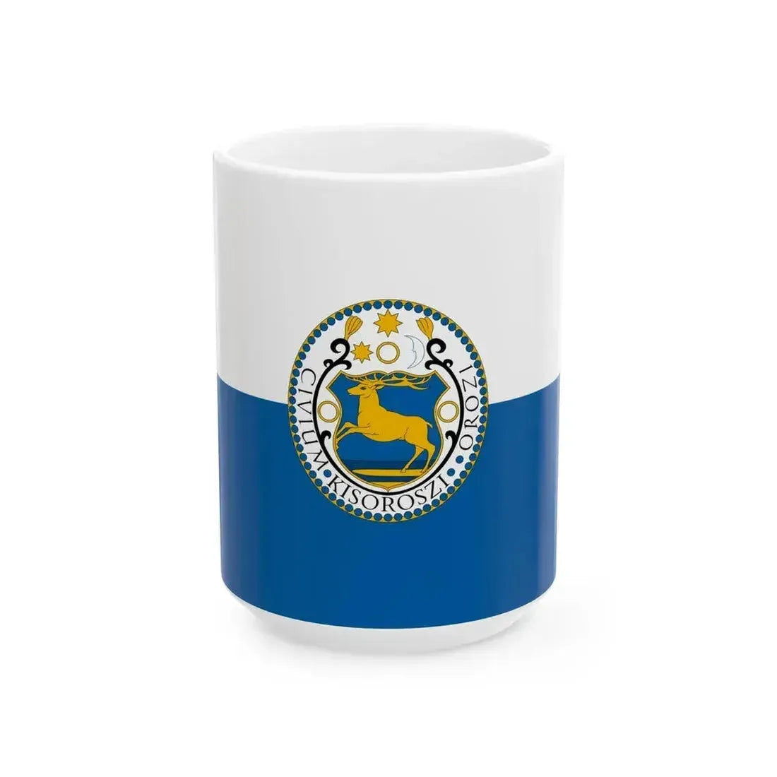 Flag of Kisoroszi (Hungary) White Coffee Mug 15oz - Go Mug Yourself