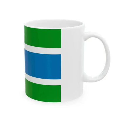 Flag of Komsomolsky rayon Khabarovsk kray (Russia) White Coffee Mug - Go Mug Yourself