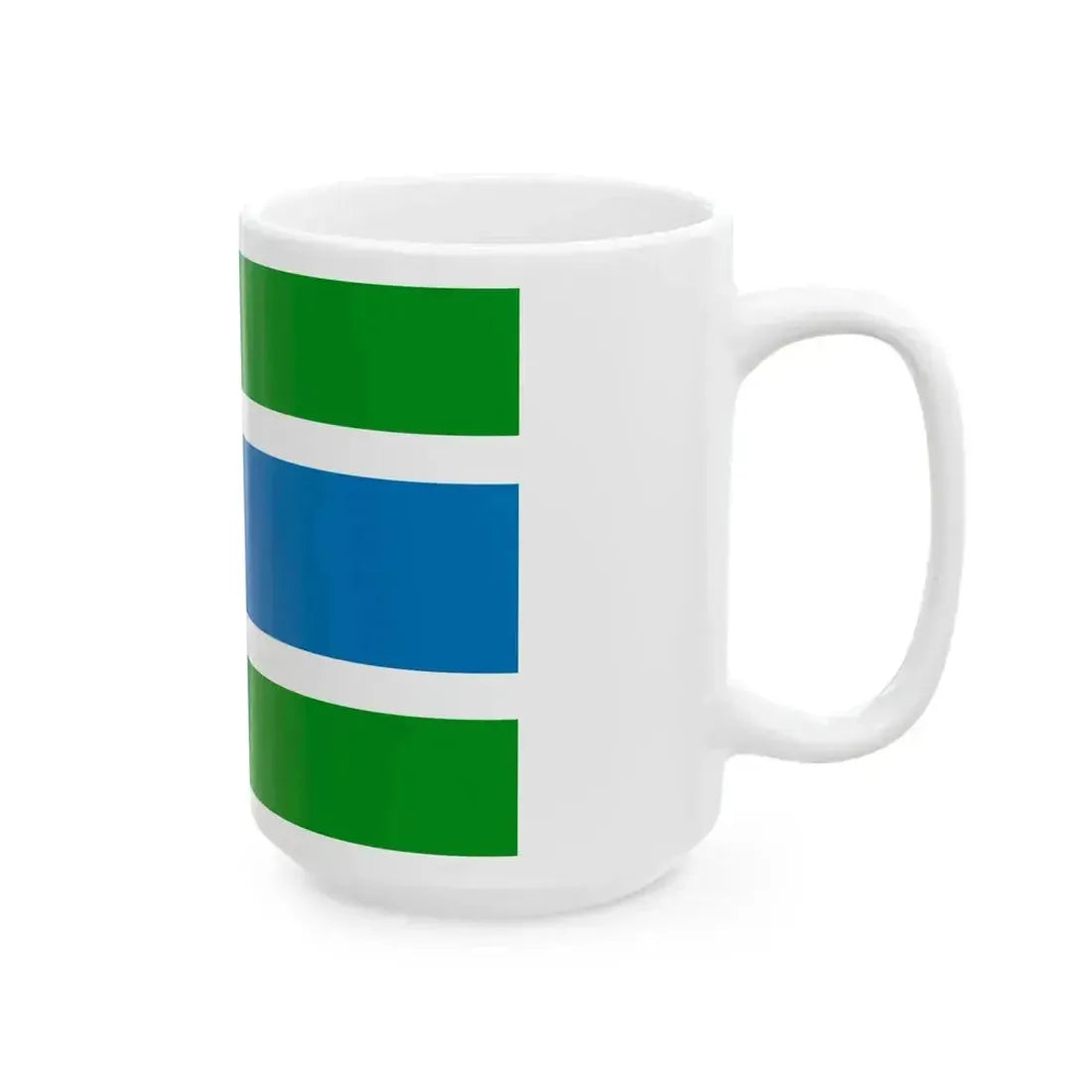 Flag of Komsomolsky rayon Khabarovsk kray (Russia) White Coffee Mug - Go Mug Yourself