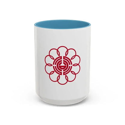 Flag of Koshigaya Saitama Japan - Accent Coffee Mug 15oz Light Blue - Go Mug Yourself