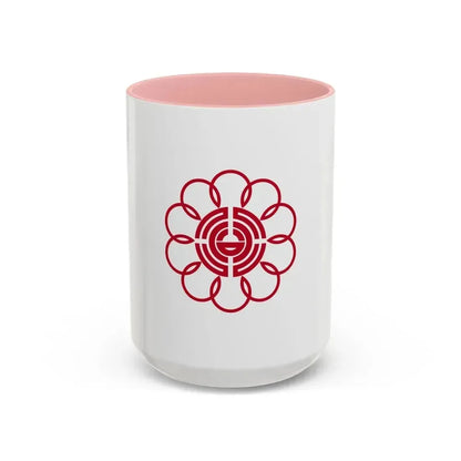 Flag of Koshigaya Saitama Japan - Accent Coffee Mug 15oz Pink - Go Mug Yourself