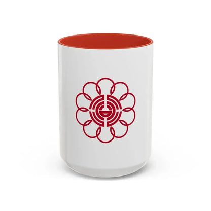 Flag of Koshigaya Saitama Japan - Accent Coffee Mug 15oz Red - Go Mug Yourself