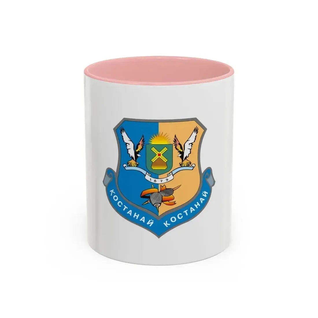 Flag of Kostanay Kazakhstan - Accent Coffee Mug 11oz Pink - Go Mug Yourself