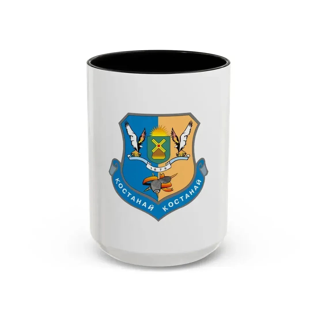Flag of Kostanay Kazakhstan - Accent Coffee Mug 15oz Black - Go Mug Yourself
