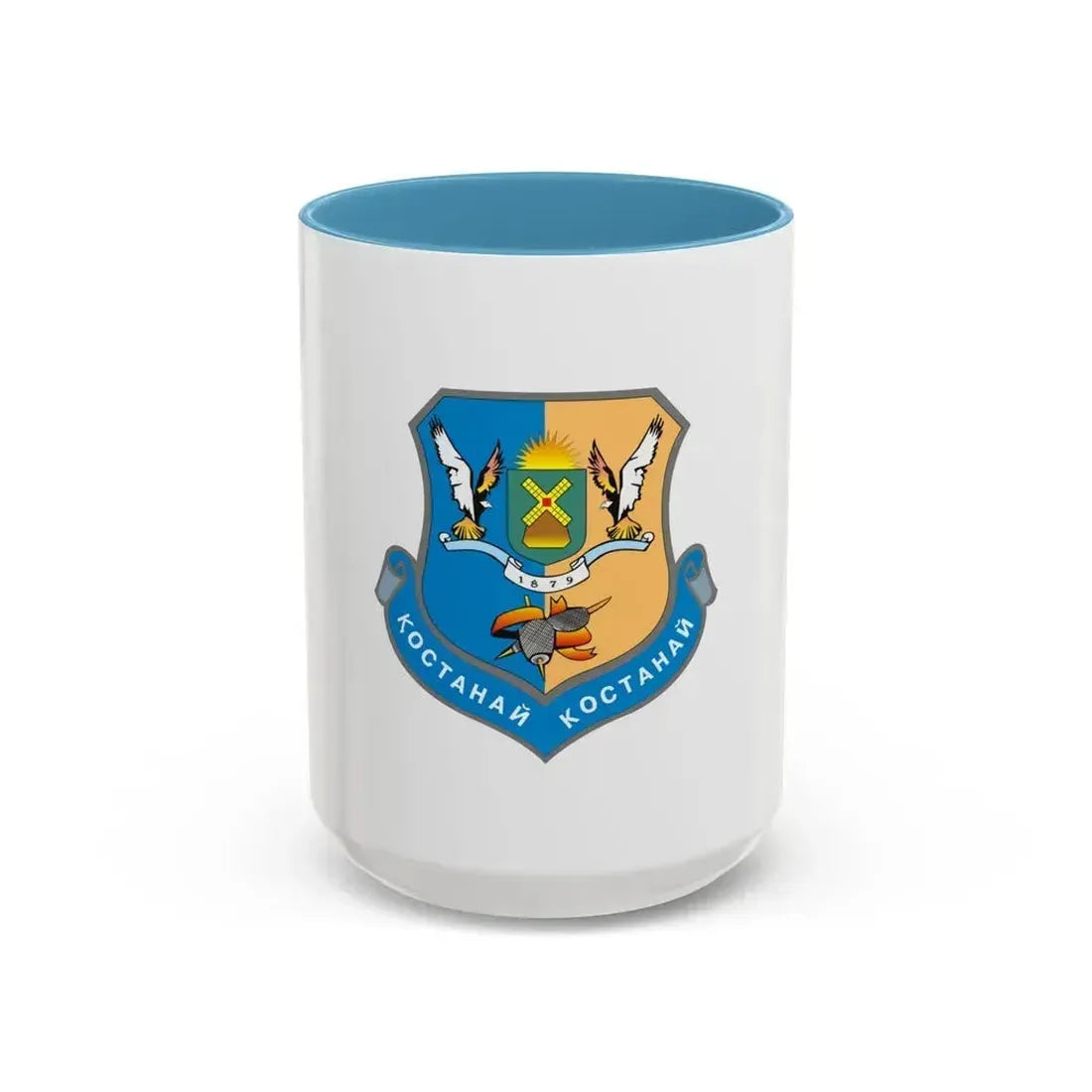 Flag of Kostanay Kazakhstan - Accent Coffee Mug 15oz Light Blue - Go Mug Yourself