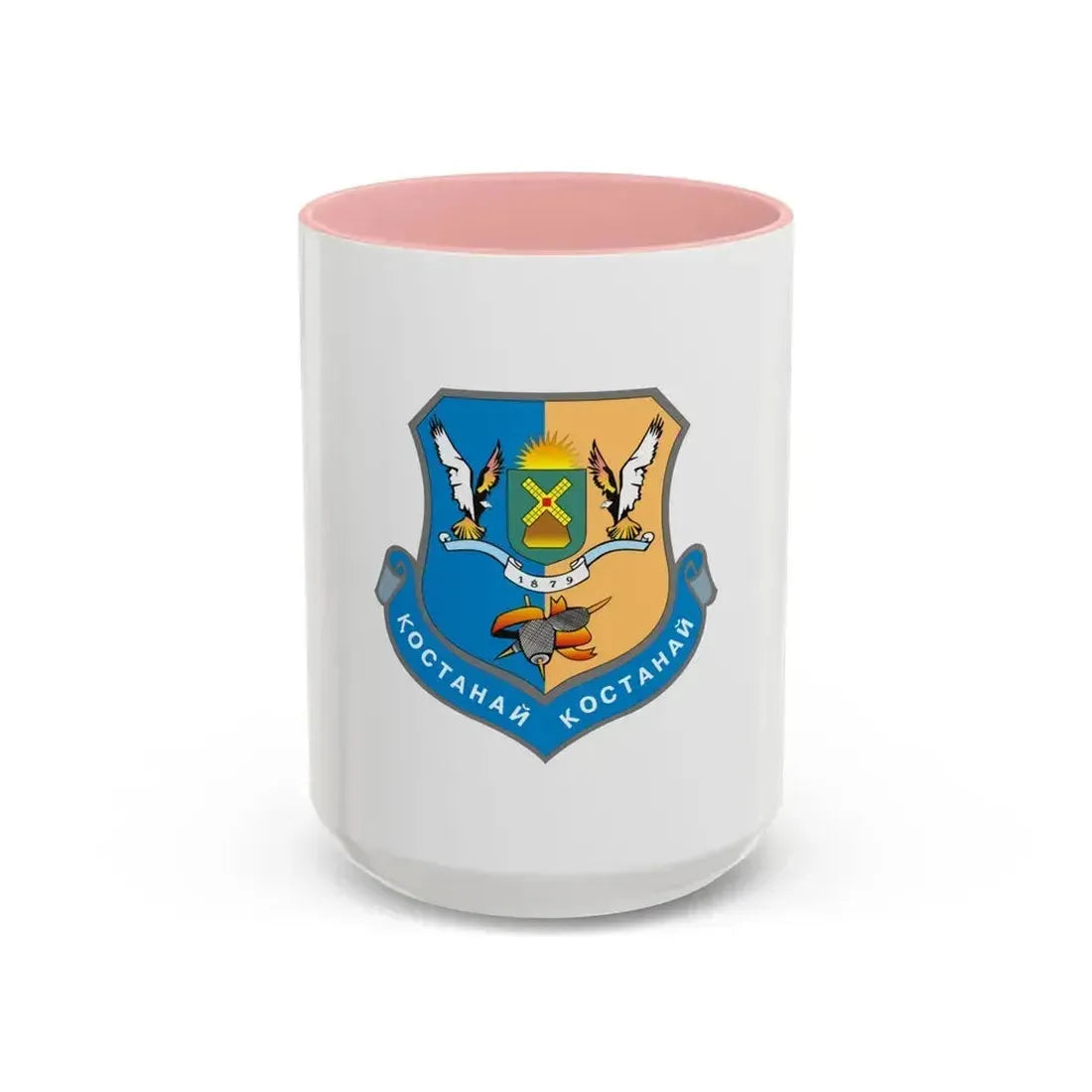 Flag of Kostanay Kazakhstan - Accent Coffee Mug 15oz Pink - Go Mug Yourself