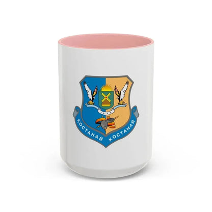 Flag of Kostanay Kazakhstan - Accent Coffee Mug 15oz Pink - Go Mug Yourself