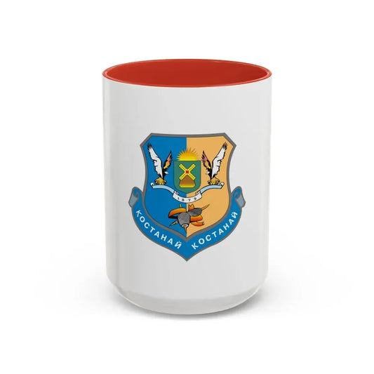 Flag of Kostanay Kazakhstan - Accent Coffee Mug 15oz Red - Go Mug Yourself
