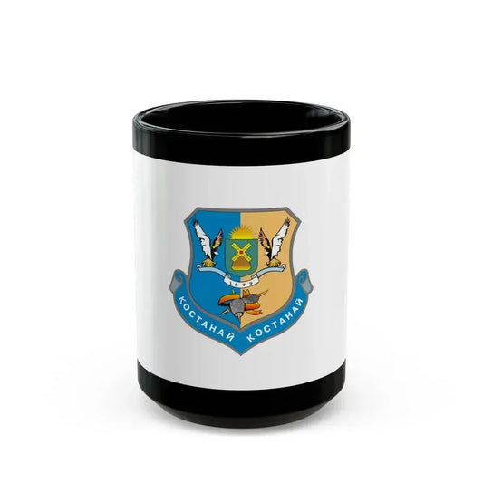 Flag of Kostanay Kazakhstan - Black Coffee Mug 15oz - Go Mug Yourself