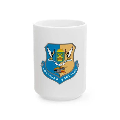 Flag of Kostanay Kazakhstan - White Coffee Mug 15oz - Go Mug Yourself