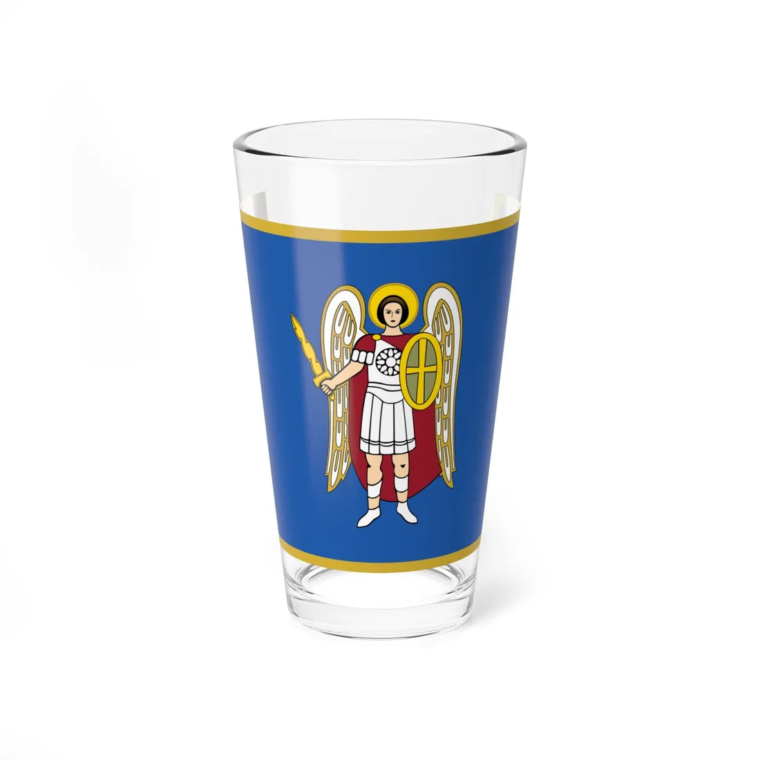 Flag of Kyiv Kurovskyi (Ukraine) Pint Glass 16oz 16oz - Go Mug Yourself