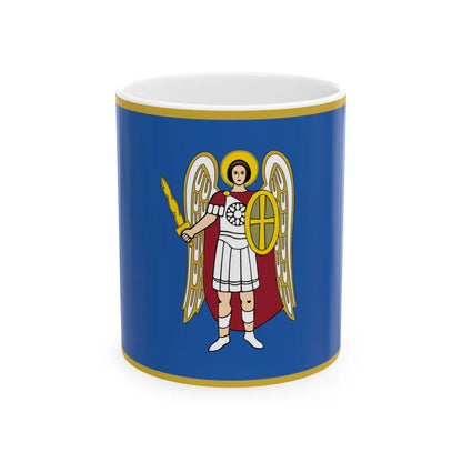 Flag of Kyiv Kurovskyi (Ukraine) White Coffee Mug 11oz - Go Mug Yourself
