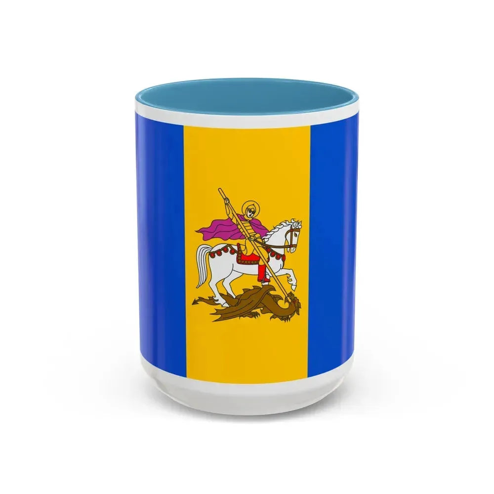 Flag of Kyiv Oblast Ukraine - Accent Coffee Mug 15oz Light Blue - Go Mug Yourself