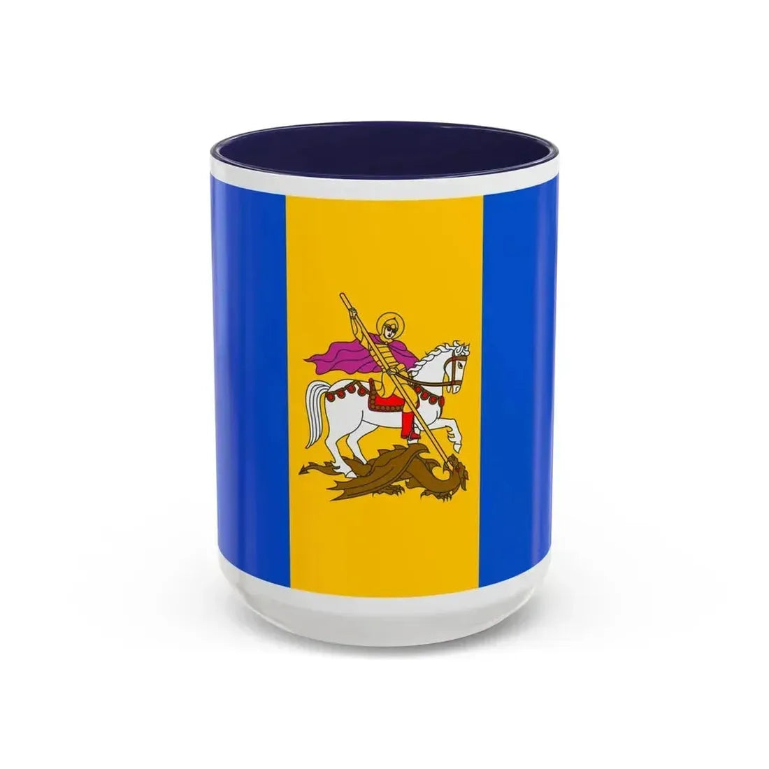 Flag of Kyiv Oblast Ukraine - Accent Coffee Mug 15oz Navy - Go Mug Yourself