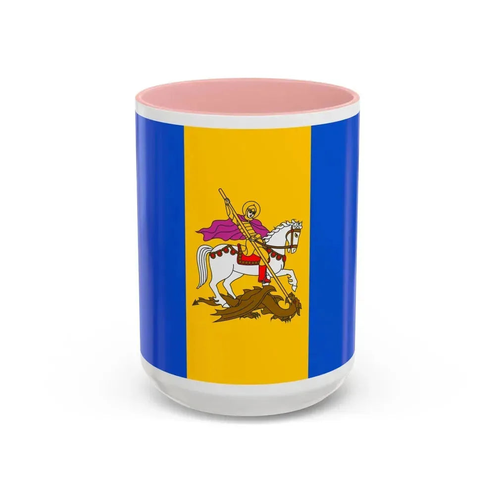 Flag of Kyiv Oblast Ukraine - Accent Coffee Mug 15oz Pink - Go Mug Yourself