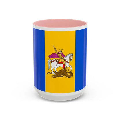 Flag of Kyiv Oblast Ukraine - Accent Coffee Mug 15oz Pink - Go Mug Yourself