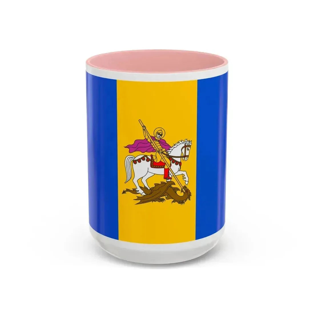 Flag of Kyiv Oblast Ukraine - Accent Coffee Mug 15oz Pink - Go Mug Yourself