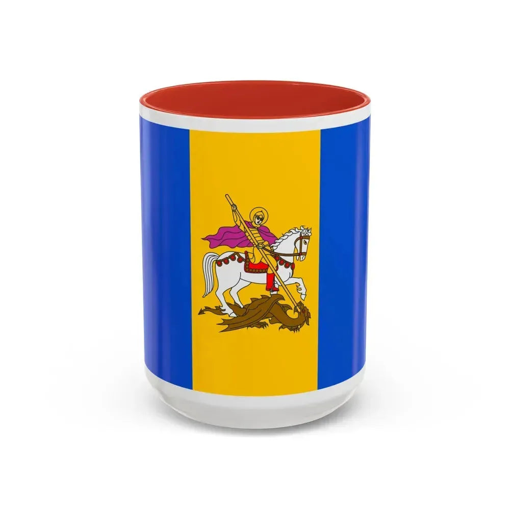 Flag of Kyiv Oblast Ukraine - Accent Coffee Mug 15oz Red - Go Mug Yourself