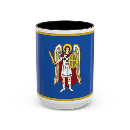 Flag of Kyiv Ukraine - Accent Coffee Mug 15oz Black - Go Mug Yourself
