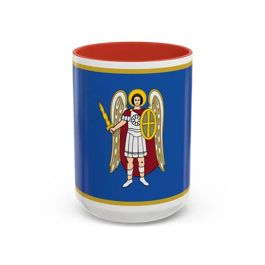 Flag of Kyiv Ukraine - Accent Coffee Mug 15oz Red - Go Mug Yourself