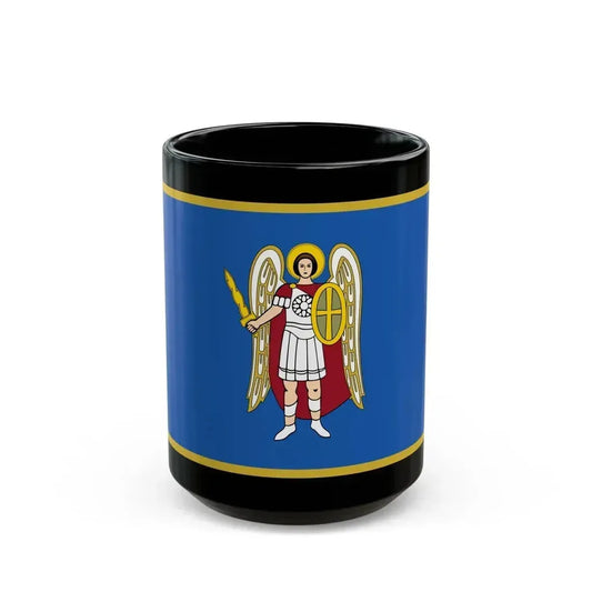 Flag of Kyiv Ukraine - Black Coffee Mug 15oz - Go Mug Yourself