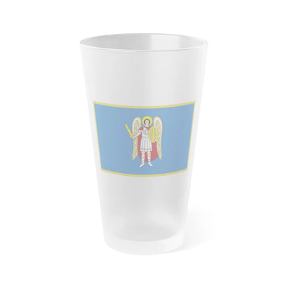 Flag of Kyiv Ukraine - Frosted Pint Glass 16oz-16oz-Frosted-Go Mug Yourself