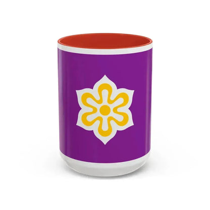 Flag of Kyoto Prefecture Japan - Accent Coffee Mug 15oz Red - Go Mug Yourself