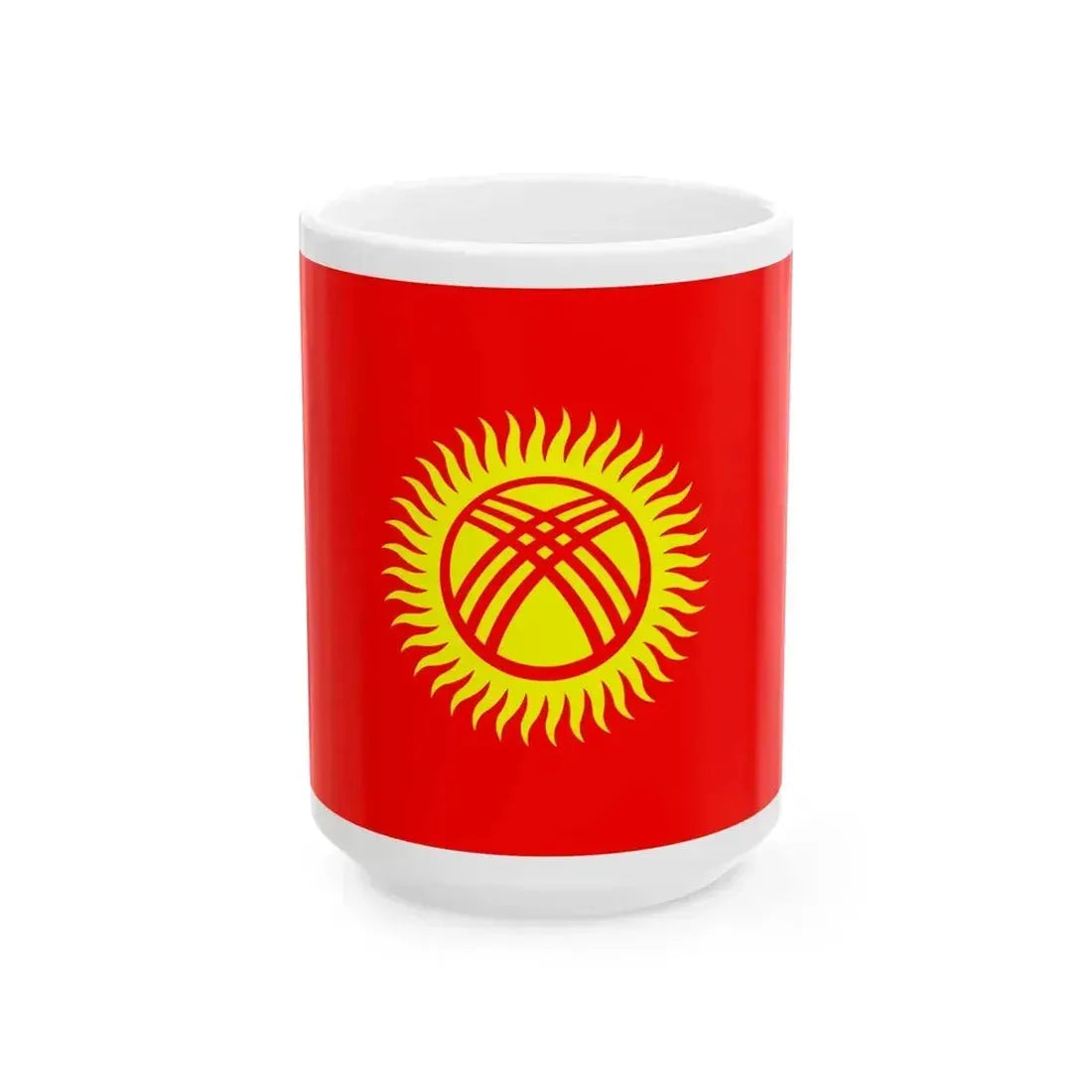 Flag of Kyrgyzstan 1992-2023 3-2 (Kyrgyzstan) White Coffee Mug 15oz - Go Mug Yourself