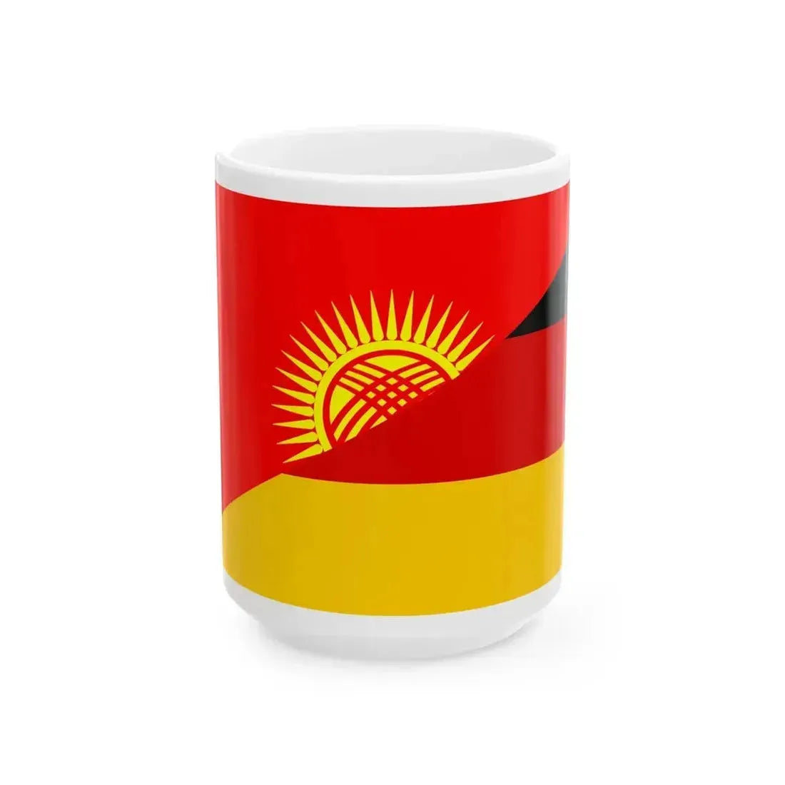 Flag of Kyrgyzstan and Germany (Germany) White Coffee Mug 15oz - Go Mug Yourself