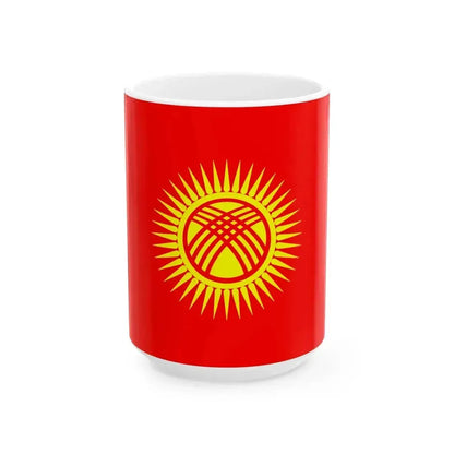 Flag of Kyrgyzstan (Kyrgyzstan) White Coffee Mug 15oz - Go Mug Yourself
