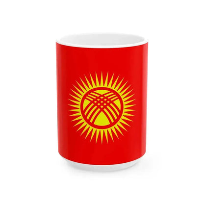 Flag of Kyrgyzstan Proposed 2023 v2 (Kyrgyzstan) White Coffee Mug 15oz - Go Mug Yourself