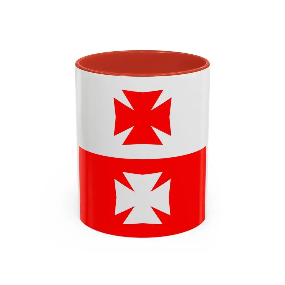 Flag of La Chaux Switzerland - Accent Coffee Mug 11oz Red - Go Mug Yourself