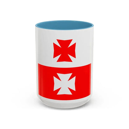 Flag of La Chaux Switzerland - Accent Coffee Mug 15oz Light Blue - Go Mug Yourself
