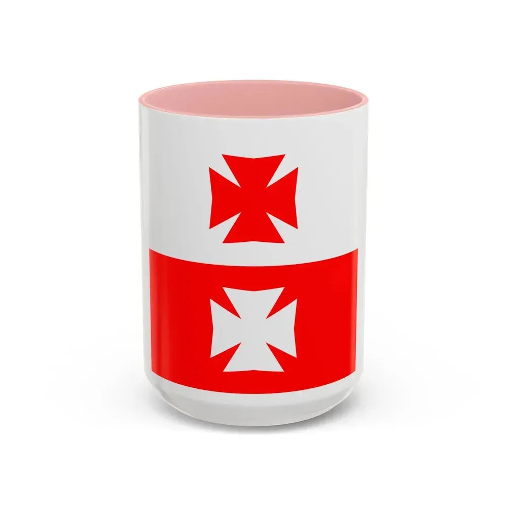 Flag of La Chaux Switzerland - Accent Coffee Mug 15oz Pink - Go Mug Yourself