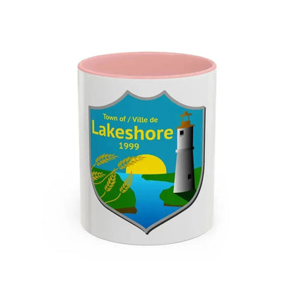 Flag of Lakeshore Ontario Canada - Accent Coffee Mug 11oz Pink - Go Mug Yourself
