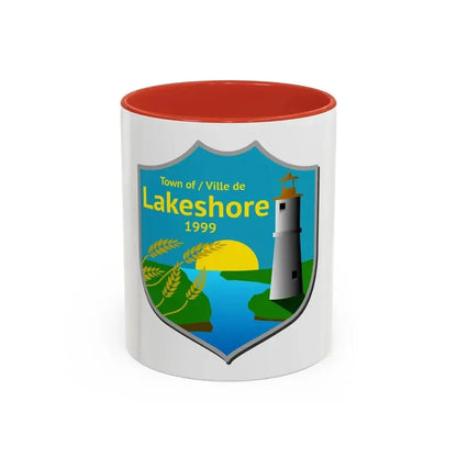 Flag of Lakeshore Ontario Canada - Accent Coffee Mug 11oz Red - Go Mug Yourself