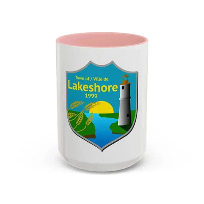 Flag of Lakeshore Ontario Canada - Accent Coffee Mug 15oz Pink - Go Mug Yourself