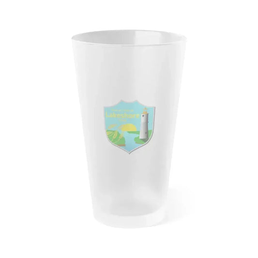 Flag of Lakeshore Ontario Canada - Frosted Pint Glass 16oz 16oz Frosted - Go Mug Yourself