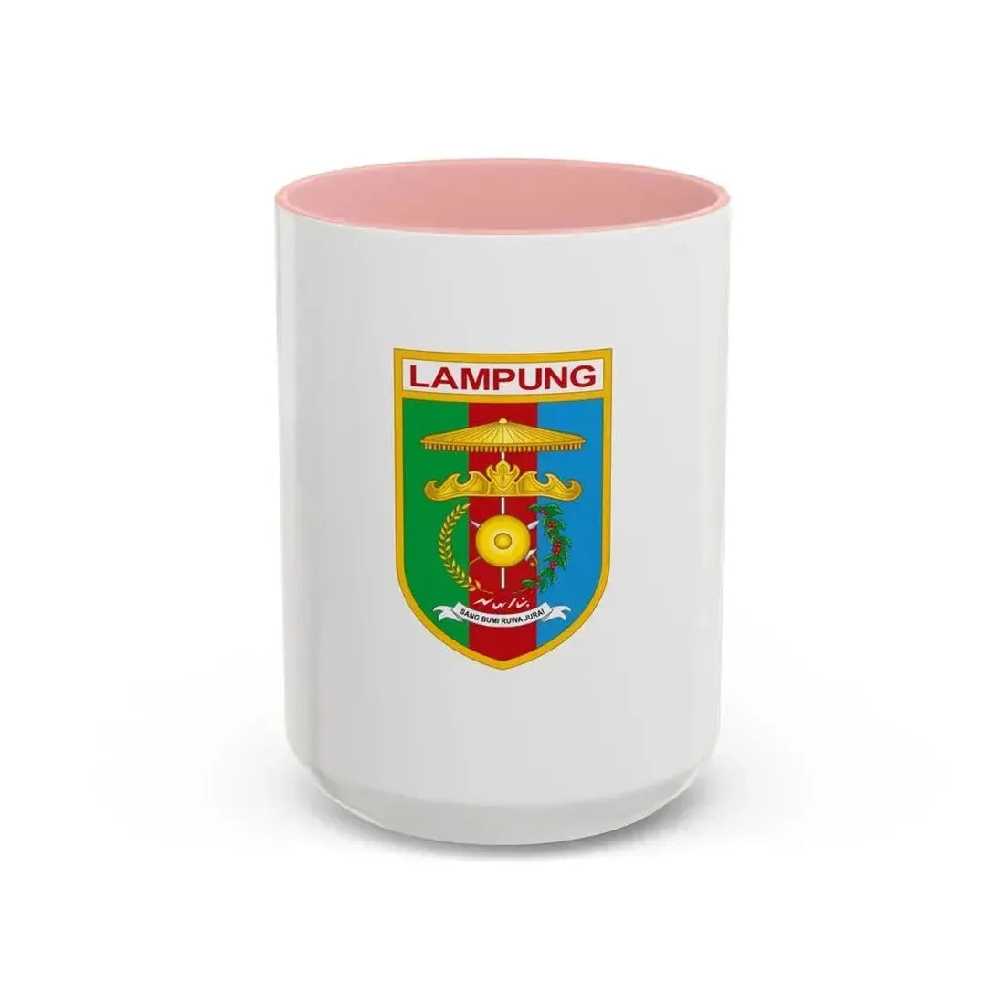 Flag of Lampung Indonesia - Accent Coffee Mug 15oz Pink - Go Mug Yourself
