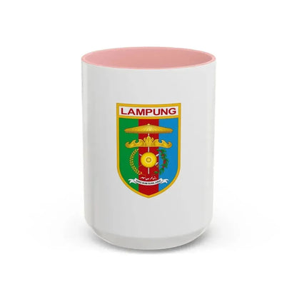 Flag of Lampung Indonesia - Accent Coffee Mug 15oz Pink - Go Mug Yourself