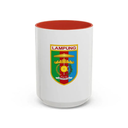 Flag of Lampung Indonesia - Accent Coffee Mug 15oz Red - Go Mug Yourself