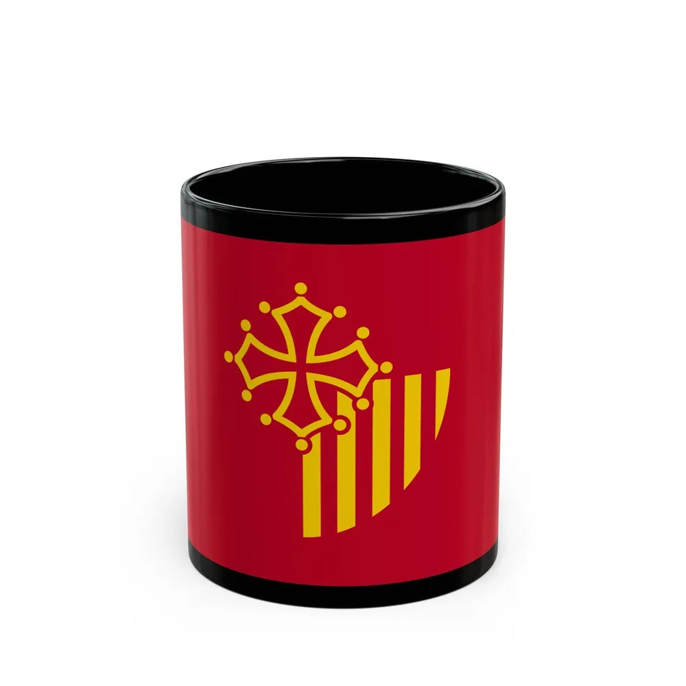 Flag of Languedoc Roussillon France - Black Coffee Mug-11oz-Go Mug Yourself