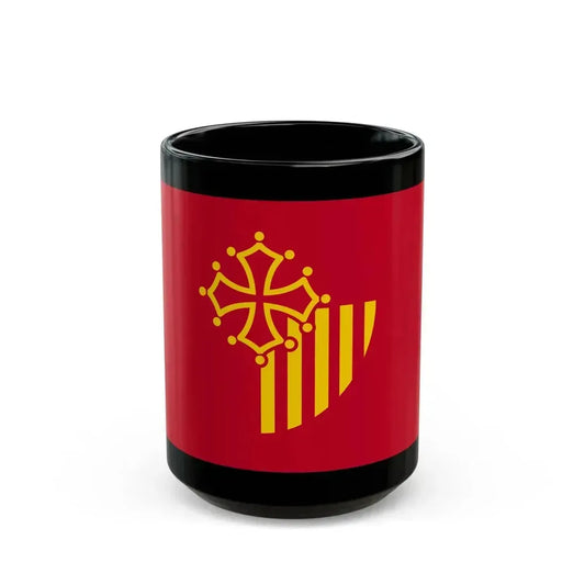 Flag of Languedoc Roussillon France - Black Coffee Mug 15oz - Go Mug Yourself