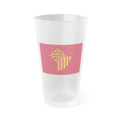 Flag of Languedoc Roussillon France - Frosted Pint Glass 16oz 16oz Frosted - Go Mug Yourself