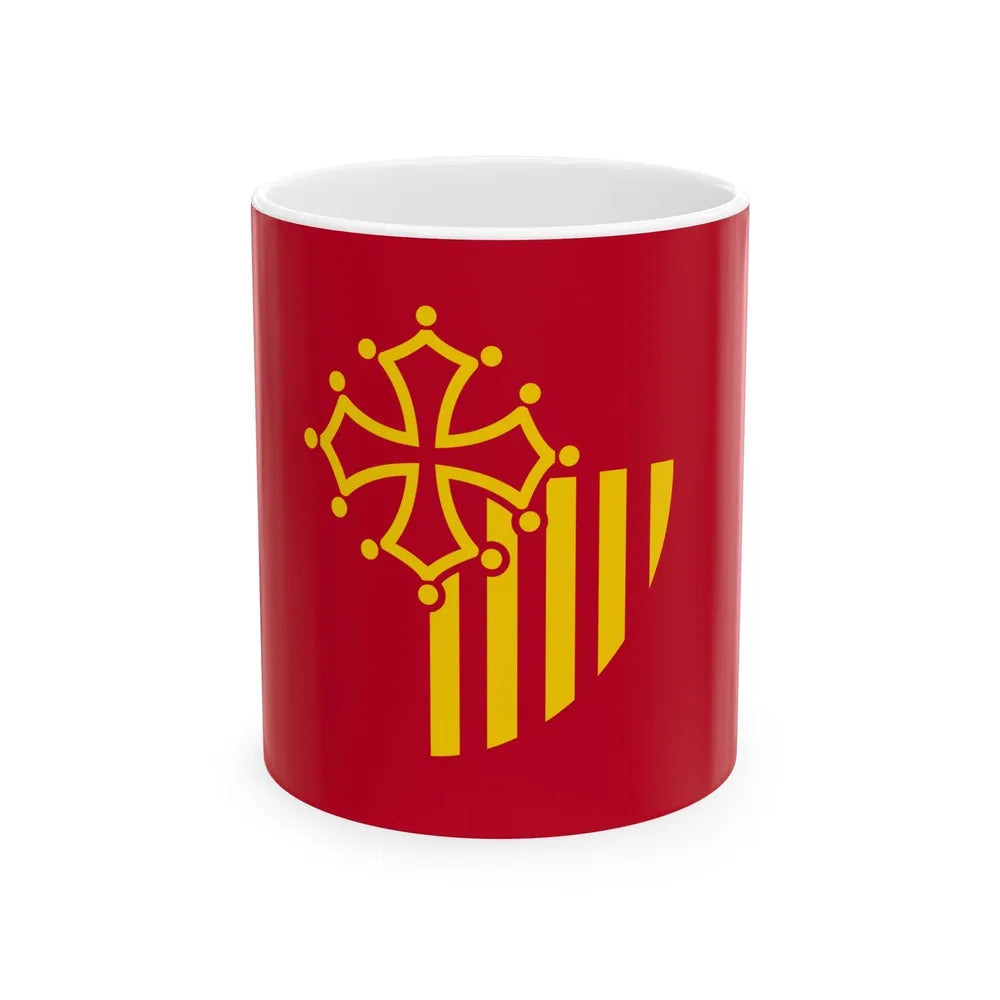 Flag of Languedoc Roussillon France - White Coffee Mug-11oz-Go Mug Yourself