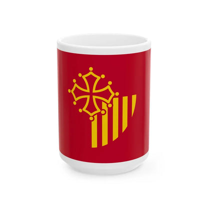 Flag of Languedoc Roussillon France - White Coffee Mug-15oz-Go Mug Yourself