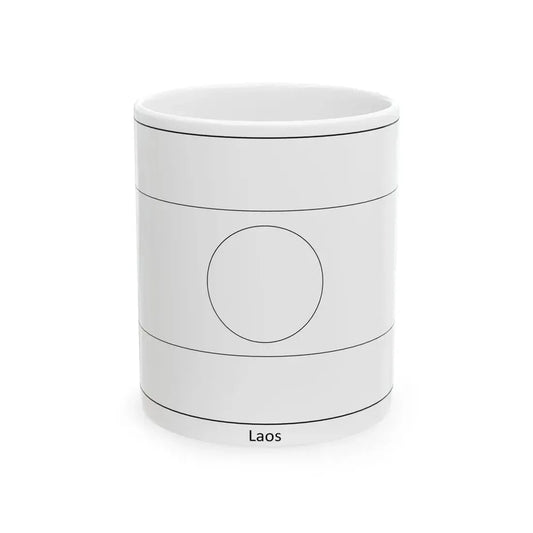 Flag of Laos colouring page (Laos) White Coffee Mug 11oz - Go Mug Yourself