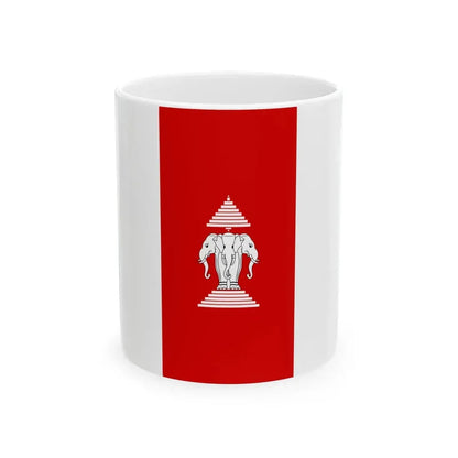 Flag of Laos hanging 1952-1975 (Laos) White Coffee Mug 11oz - Go Mug Yourself